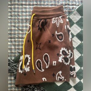 MNML Brown Paisley Fleece Shorts